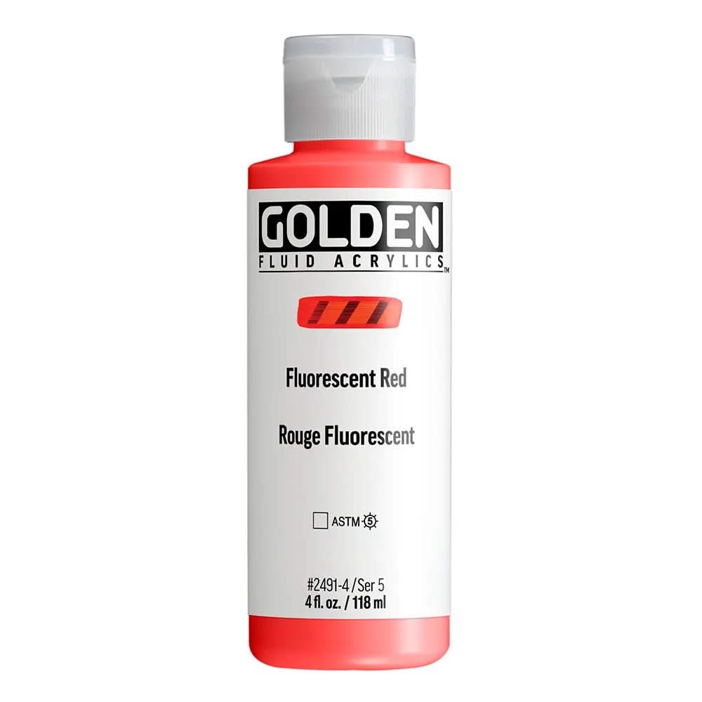 Golden Fluid Acrylfarbe Fluoreszierend Rot118 ml - Kidis Art