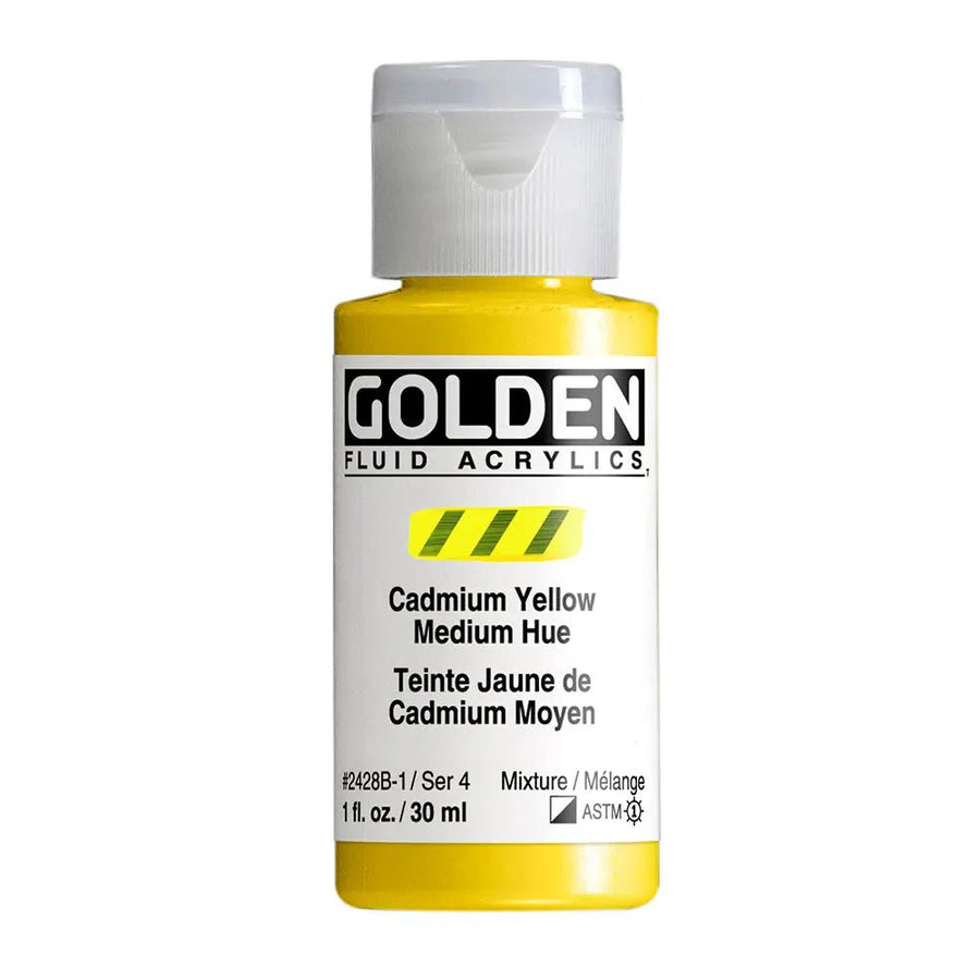 Golden Fluid Acrylfarbe Kadmiumgelb Mittel Farbton 30 M - Kidis Art
