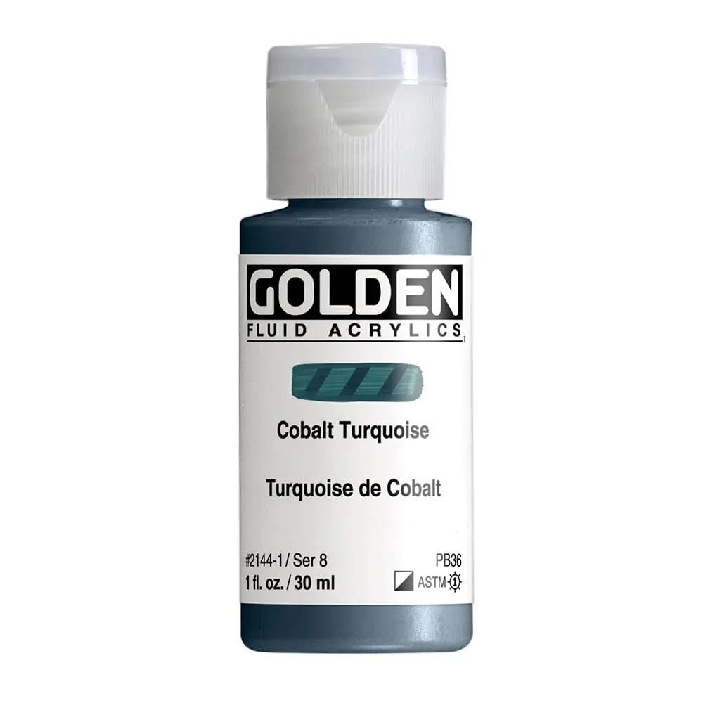 Golden Fluid Acrylfarbe Kobaltturkis. 30 ml - Kidis Art