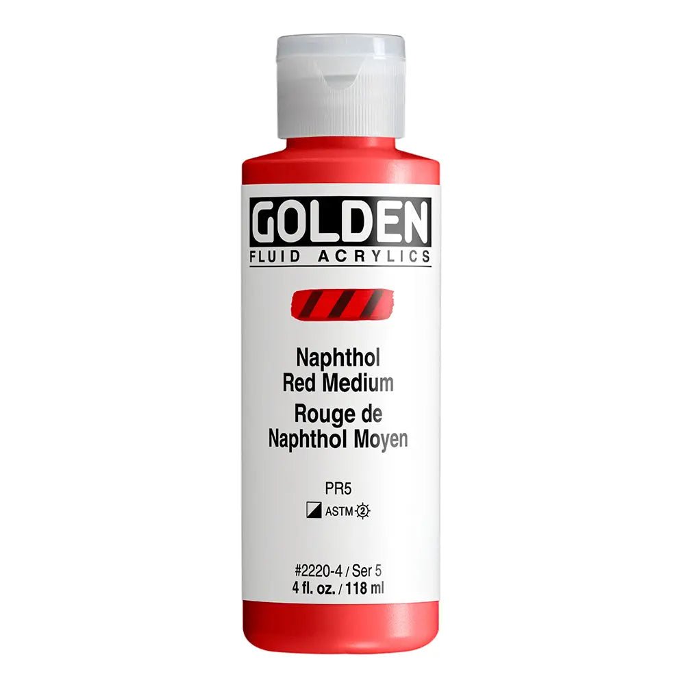 Golden Fluid Acrylfarbe Naphtholrot Mittel 118 ml - Kidis Art