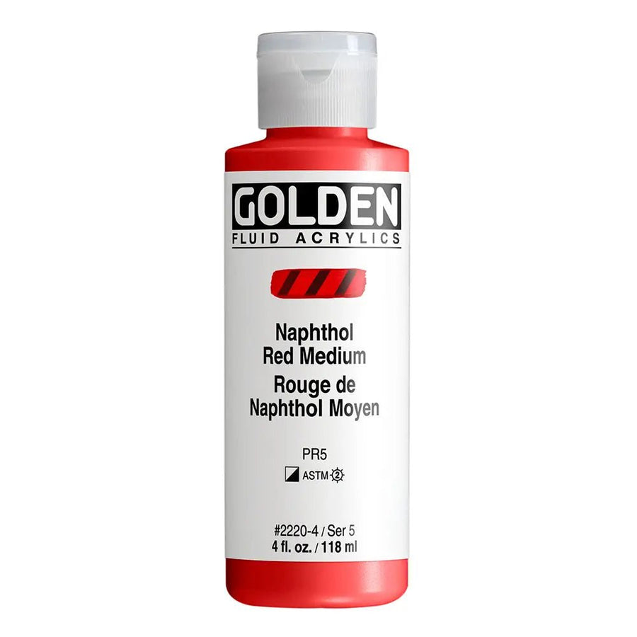 Golden Fluid Acrylfarbe Naphtholrot Mittel 118 ml - Kidis Art