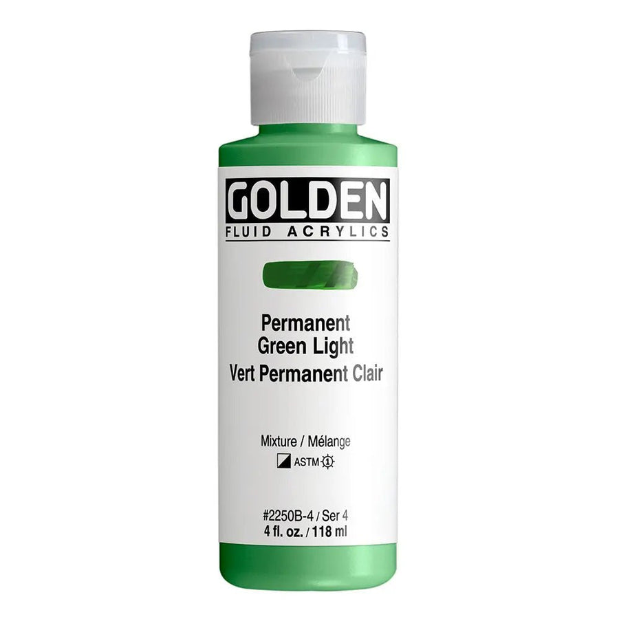 Golden Fluid Acrylfarbe Permanentgrun Hell 118 ml - Kidis Art