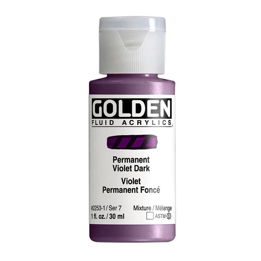 Golden Fluid Acrylfarbe Permanentviolett Dunkel 30 ml - Kidis Art