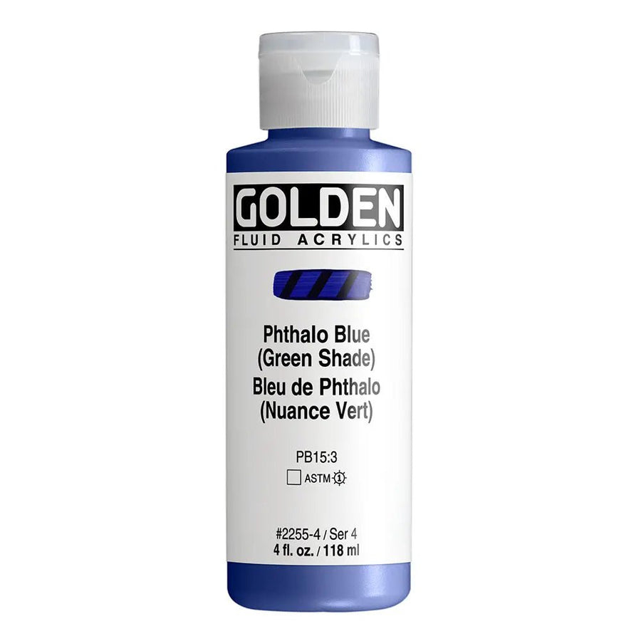 Golden Fluid Acrylfarbe Phthaloblau Grunton 118 ml - Kidis Art