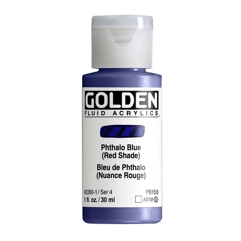 Golden Fluid Acrylfarbe Phthaloblau Rotton 30 ml - Kidis Art