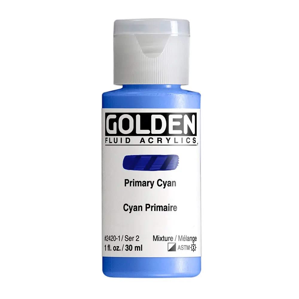 Golden Fluid Acrylfarbe Primarcyan 30 ml - Kidis Art
