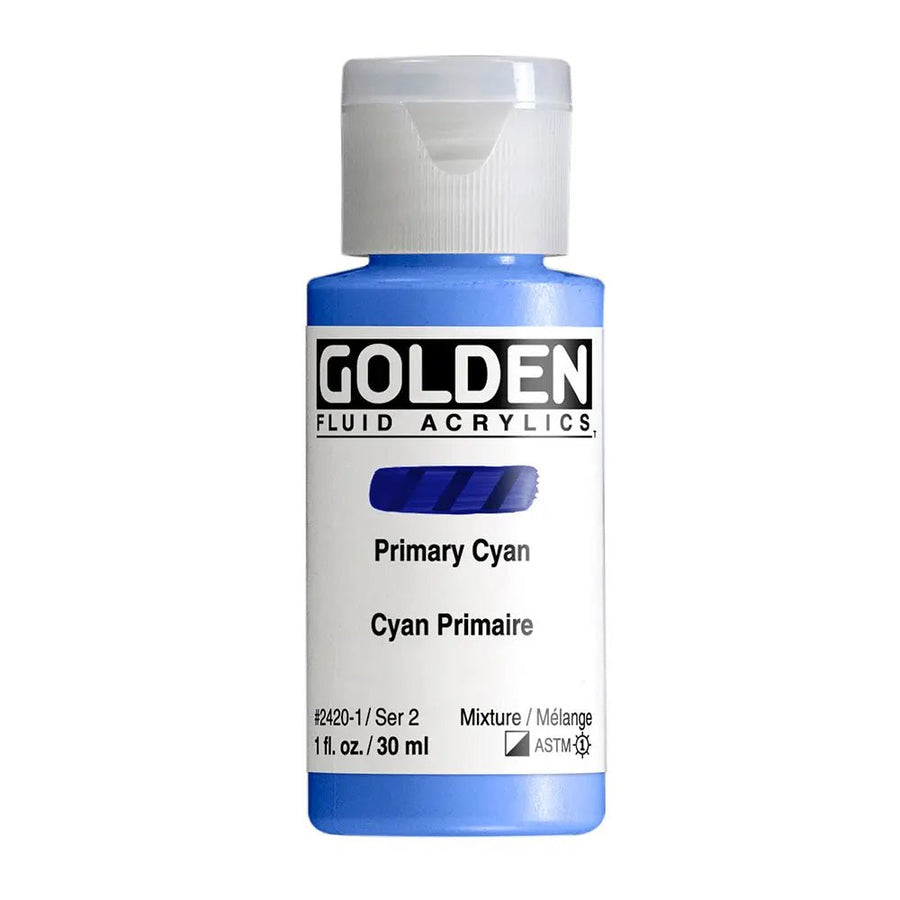 Golden Fluid Acrylfarbe Primarcyan 30 ml - Kidis Art