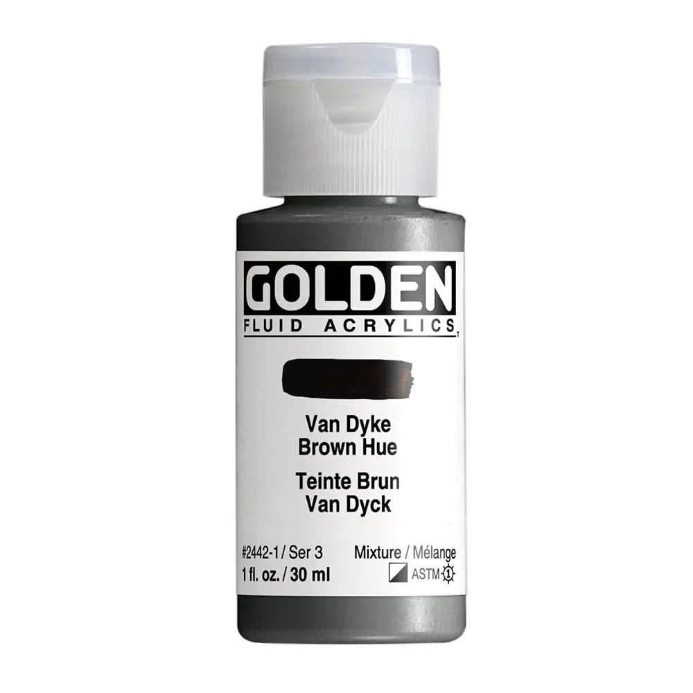Golden Fluid Acrylfarbe Vandyck Braun Farbton 30 ml - Kidis Art