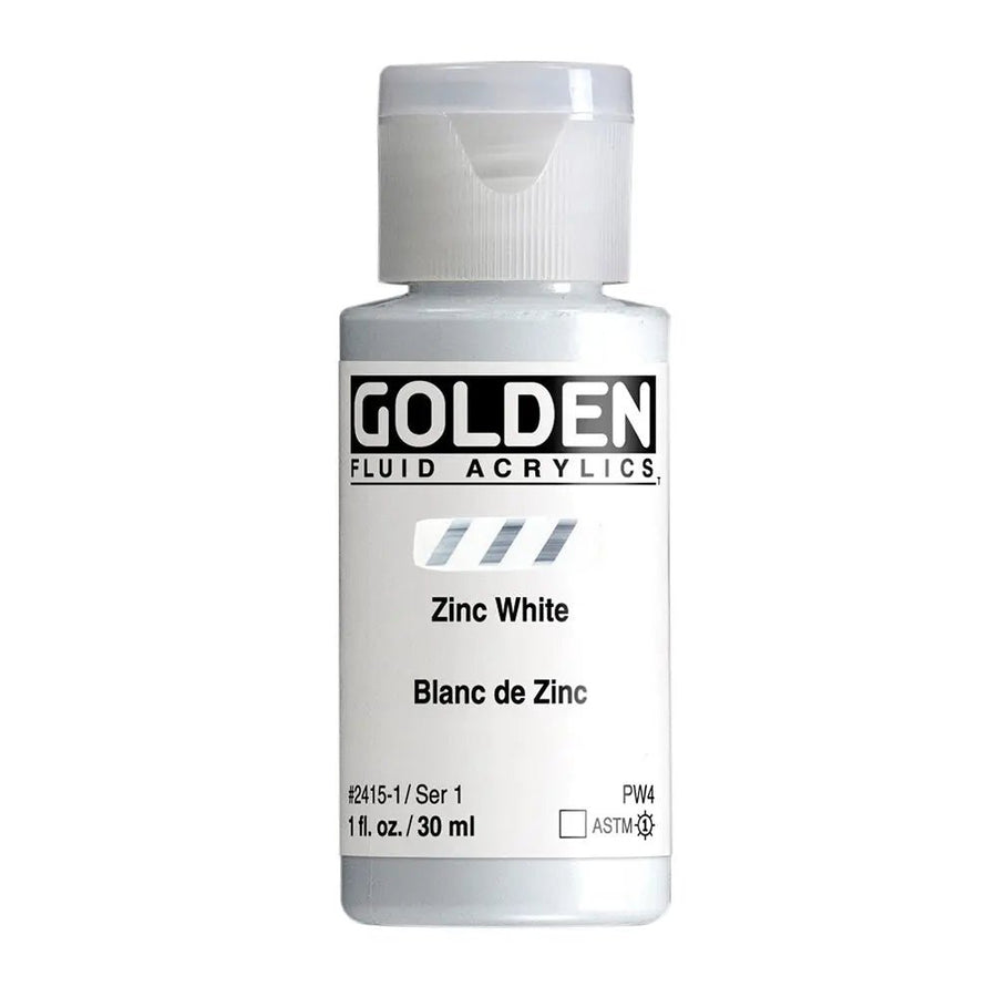 Golden Fluid Acrylfarbe Zinkweiss 1 Fl. Oz./30 ml - Kidis Art