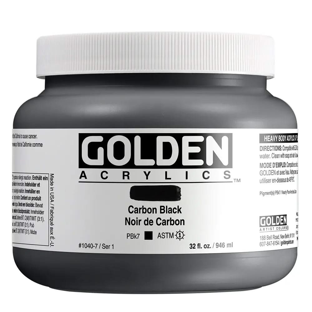 Golden Heavy Body Acrylfarbe Carbonschwarz 946 ml - Kidis Art
