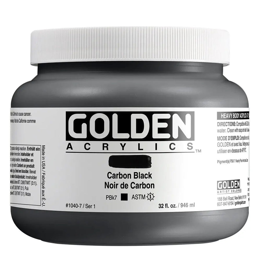Golden Heavy Body Acrylfarbe Carbonschwarz 946 ml - Kidis Art