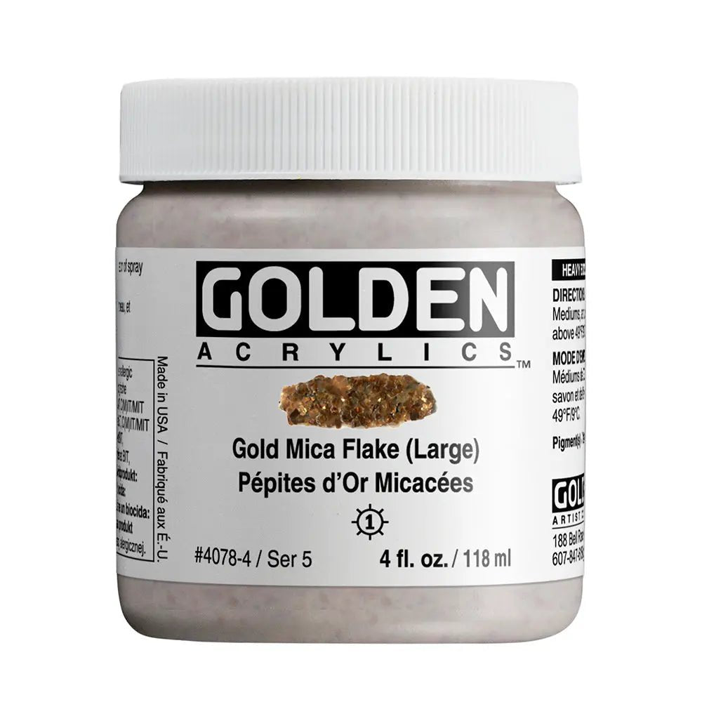 Golden Heavy Body Acrylfarbe Gold Goldglimmerflocke Gross 118 ml - Kidis Art