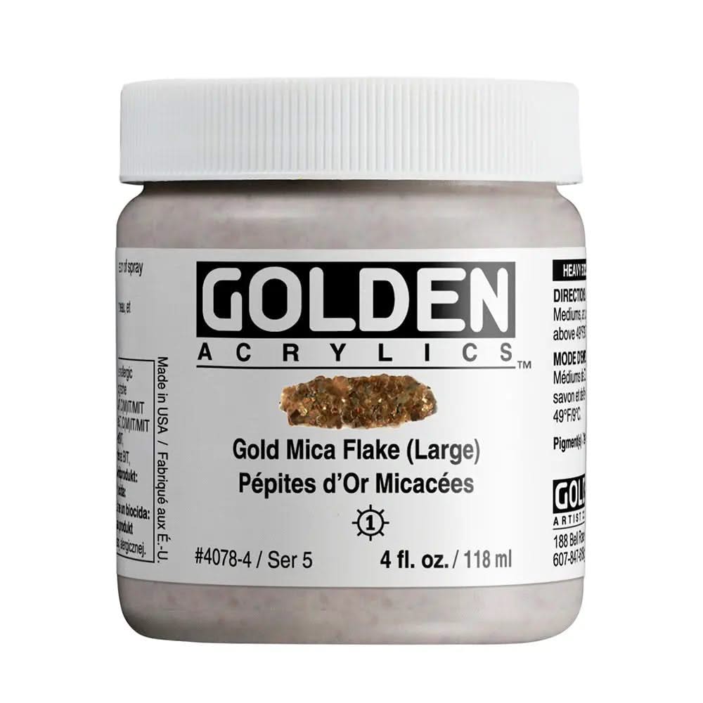 Golden Heavy Body Acrylfarbe Gold Goldglimmerflocke Gross 118 ml - Kidis Art
