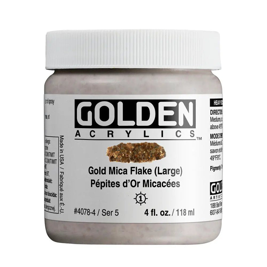 Golden Heavy Body Acrylfarbe Gold Goldglimmerflocke Gross 118 ml - Kidis Art