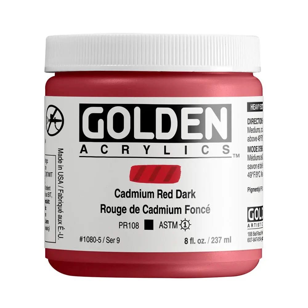 Golden Heavy Body Acrylfarbe Kadmiumrot Dunkel 59 ml - Kidis Art
