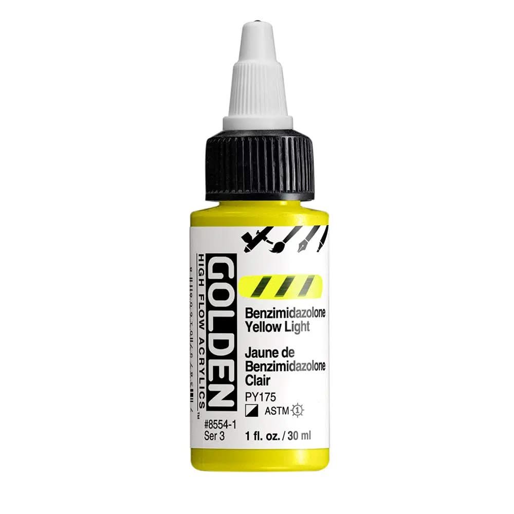 Golden High Flow Acrylfarbe Benzimidazolone Gelb Hell 30 ml - Kidis Art