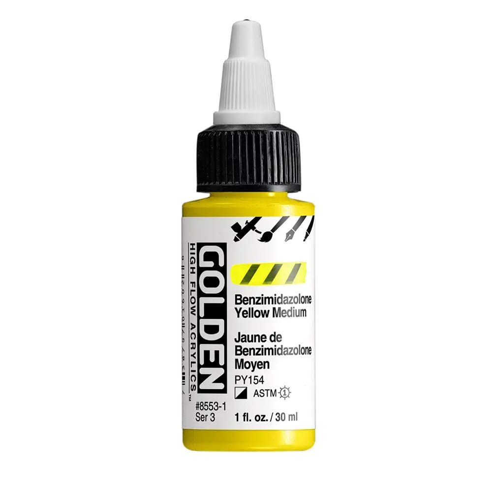 Golden High Flow Acrylfarbe Benzimidazolone Gelb Mittel 30 ml - Kidis Art