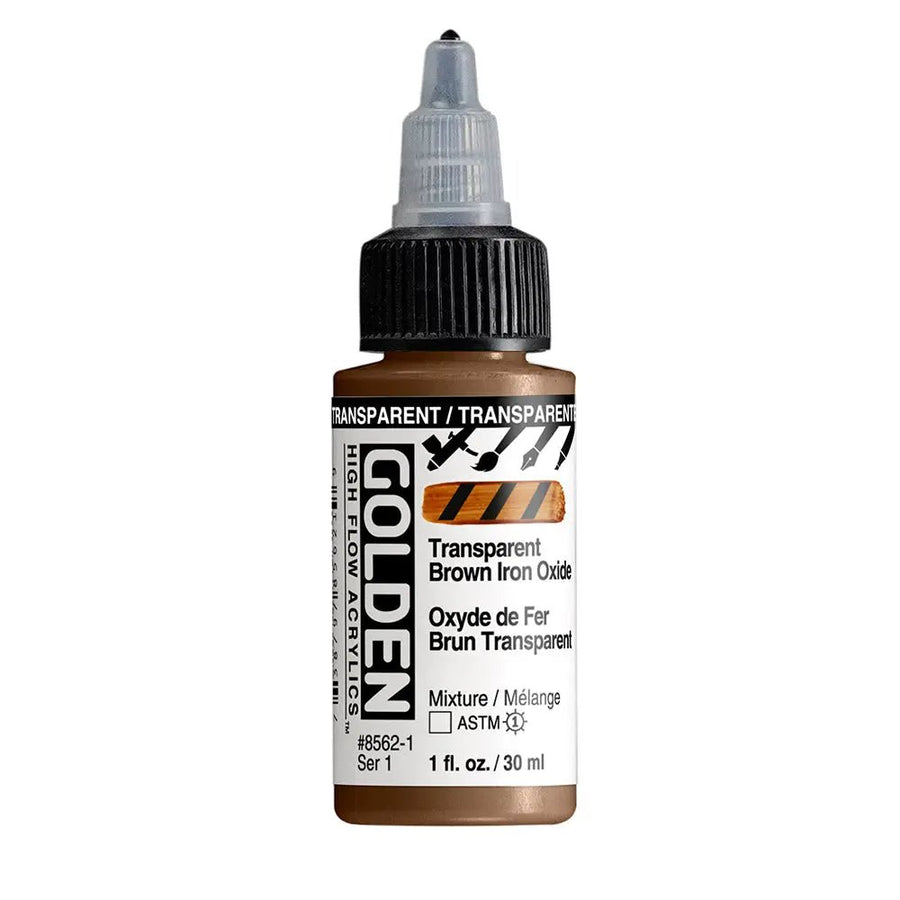 Golden High Flow Acrylfarbe Eisenoxidbraun Transparent 30 ml - Kidis Art