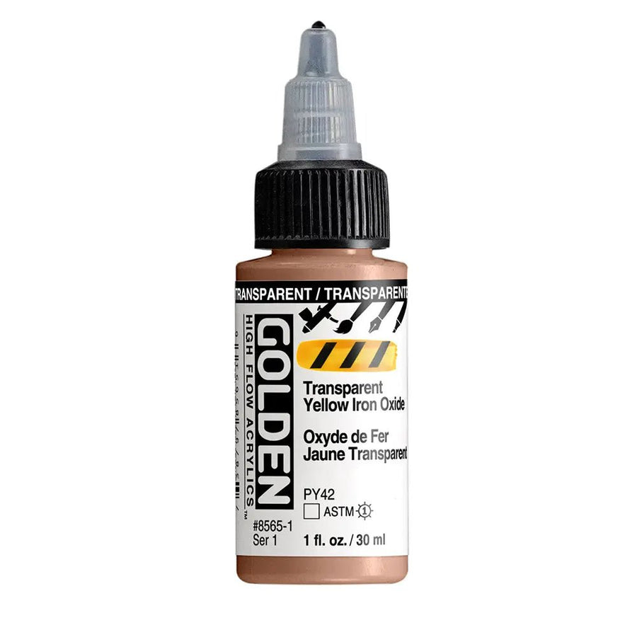 Golden High Flow Acrylfarbe Eisenoxidgelb Transparent 30 ml - Kidis Art