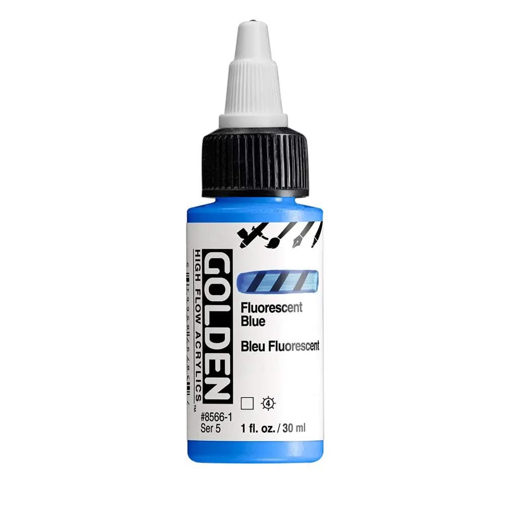 Golden High Flow Acrylfarbe Fluoreszierend Blau 30 ml - Kidis Art