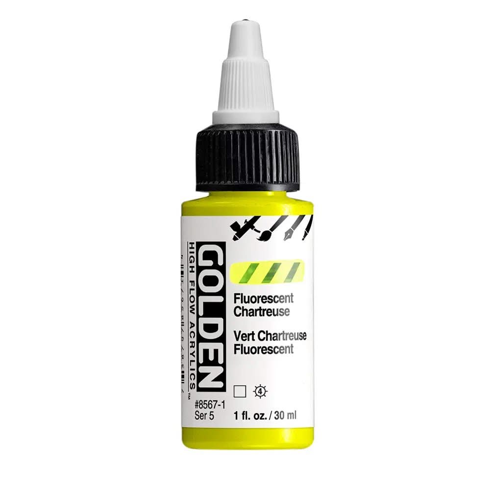 Golden High Flow Acrylfarbe Fluoreszierend Chartreuse 30 ml - Kidis Art