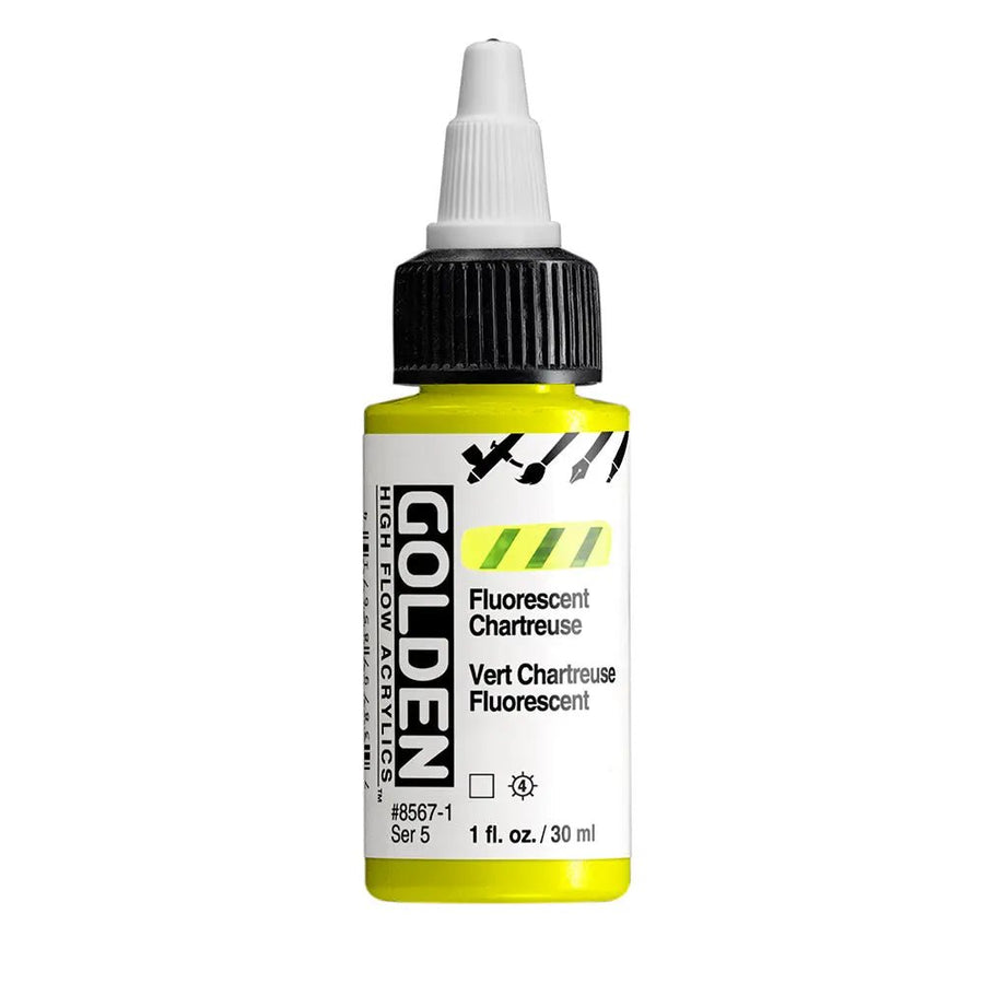 Golden High Flow Acrylfarbe Fluoreszierend Chartreuse 30 ml - Kidis Art
