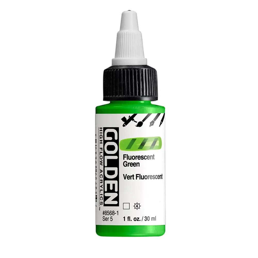 Golden High Flow Acrylfarbe Fluoreszierend Grun 30 ml - Kidis Art