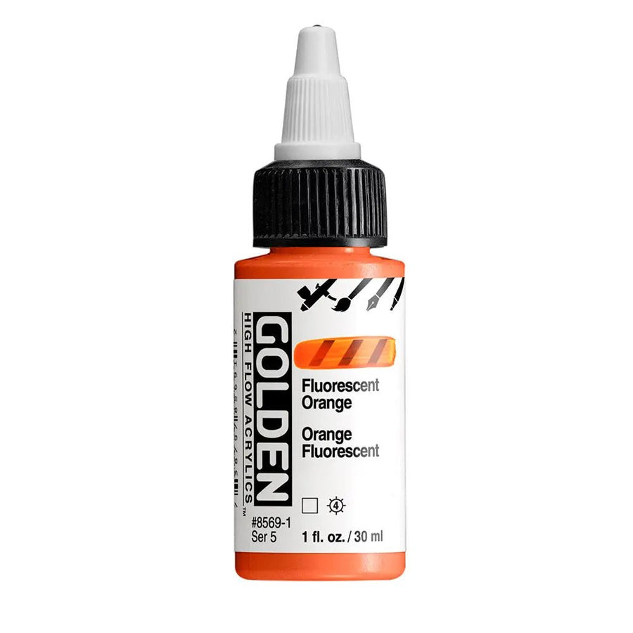 Golden High Flow Acrylfarbe Fluoreszierend Orange 30 ml - Kidis Art