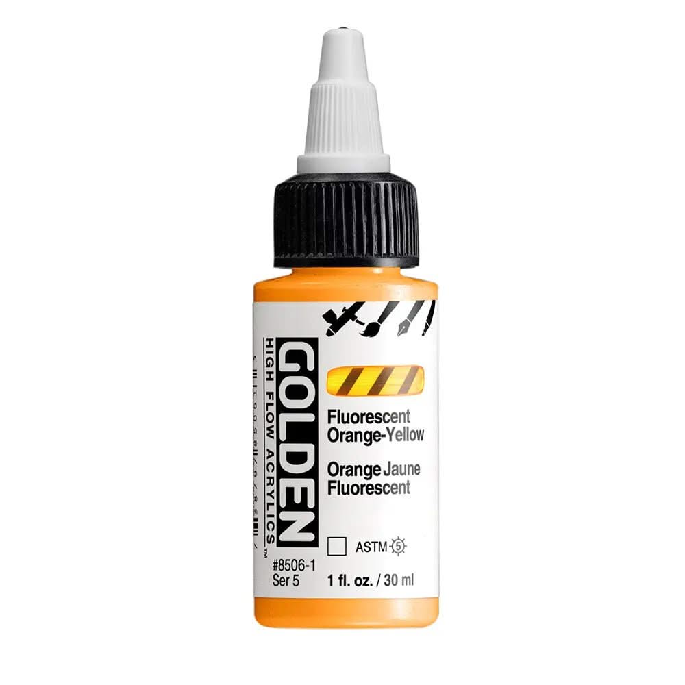 Golden High Flow Acrylfarbe Fluoreszierend Orange-Gelb 30 ml - Kidis Art
