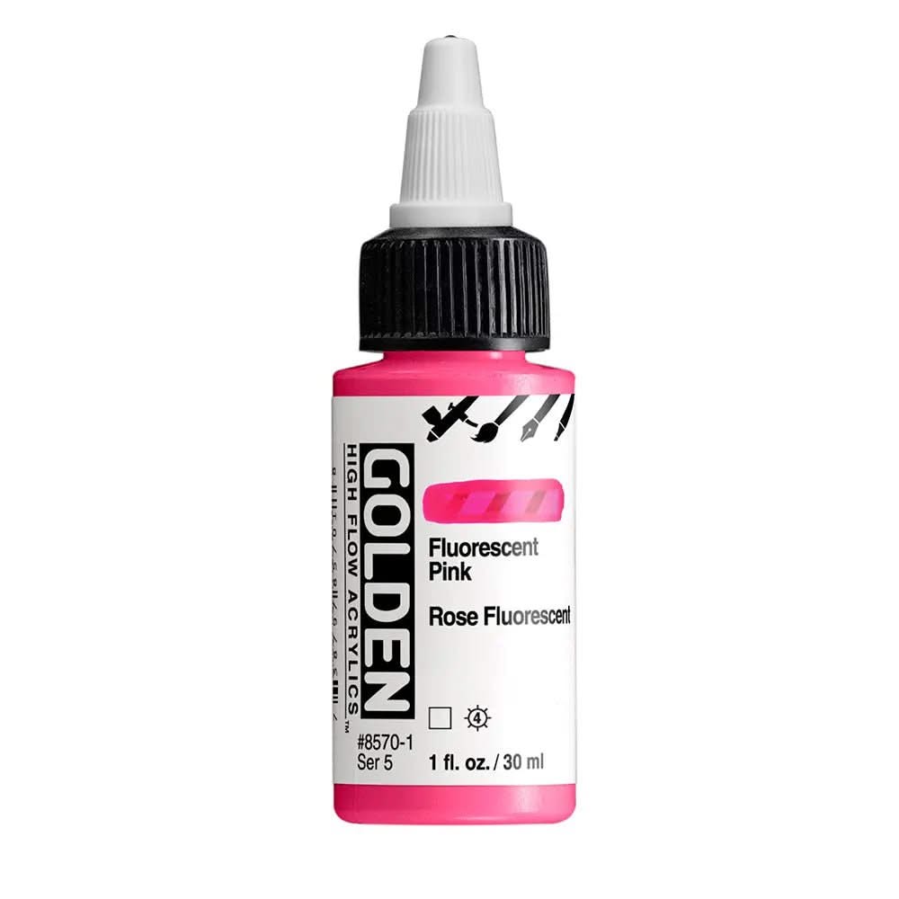 Golden High Flow Acrylfarbe Fluoreszierend Pink 30 ml - Kidis Art