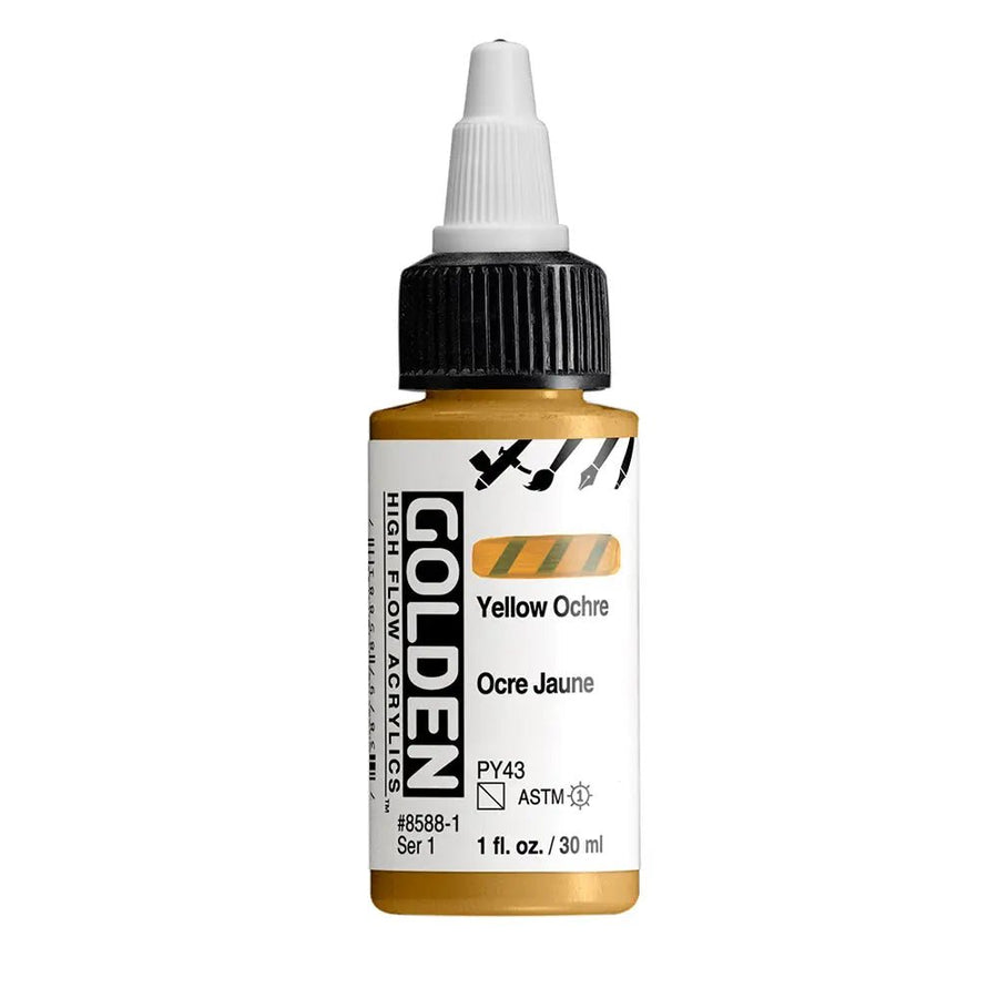 Golden High Flow Acrylfarbe Gelb Ocker 30 ml - Kidis Art