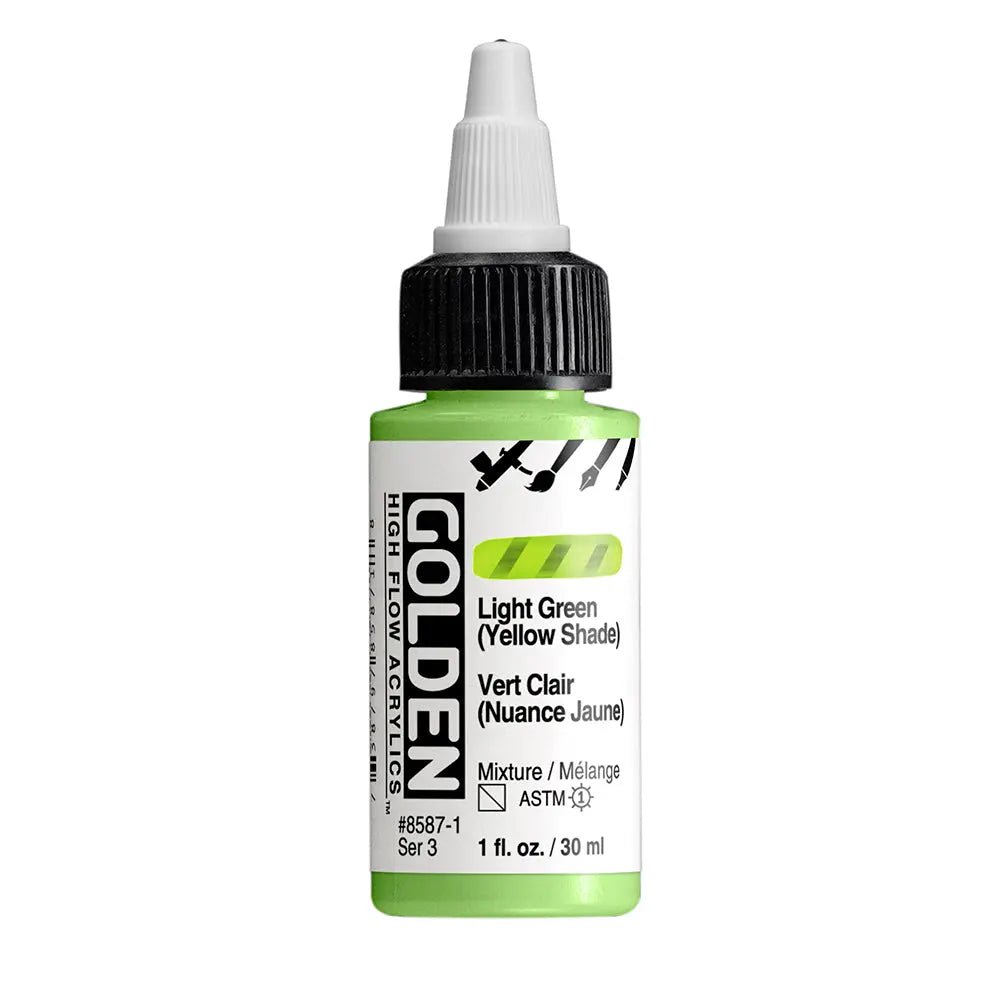 Golden High Flow Acrylfarbe Grun Hell (Gelbton) 30 ml - Kidis Art