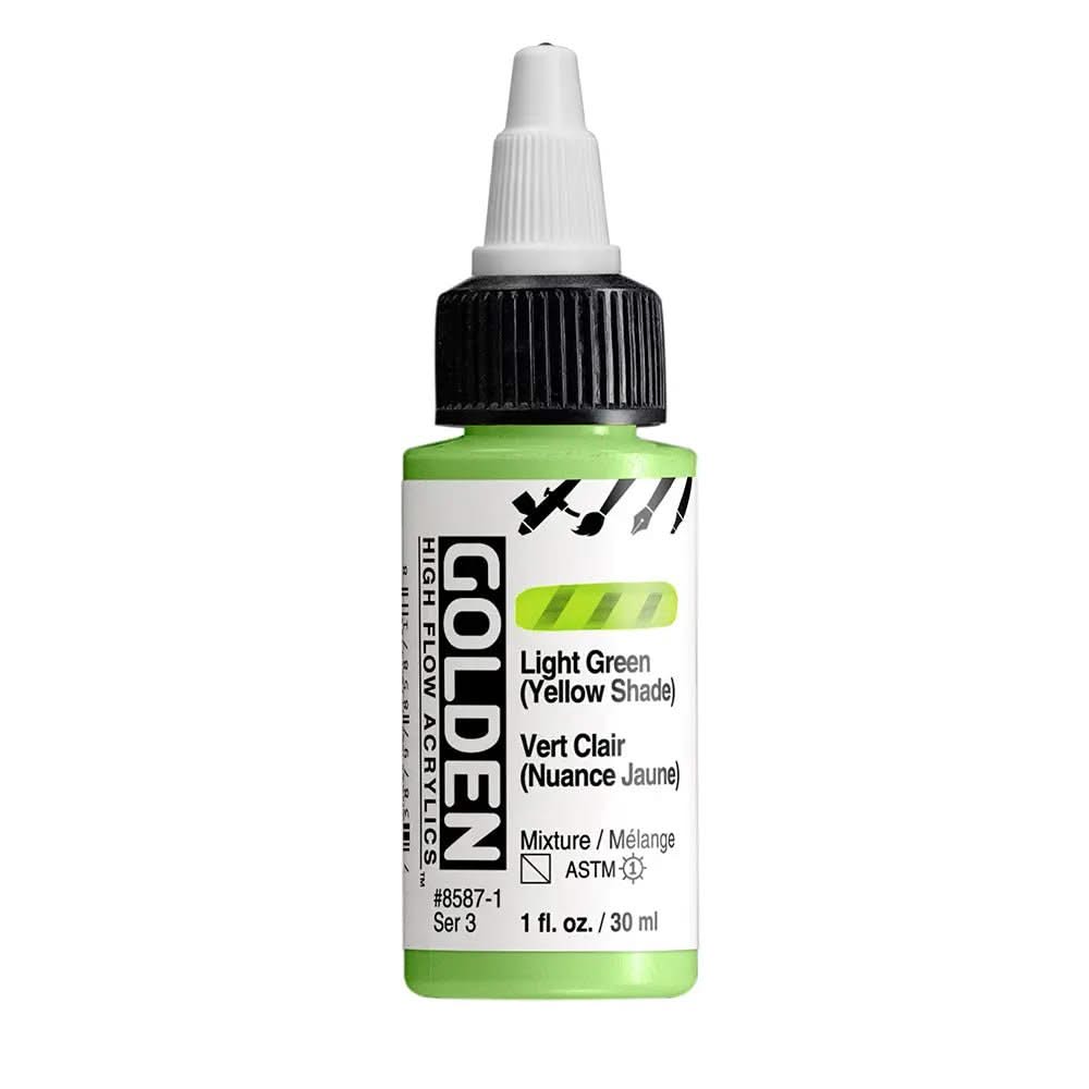 Golden High Flow Acrylfarbe Grun Hell (Gelbton) 30 ml - Kidis Art