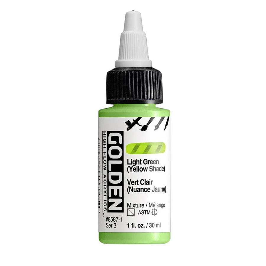 Golden High Flow Acrylfarbe Grun Hell (Gelbton) 30 ml - Kidis Art