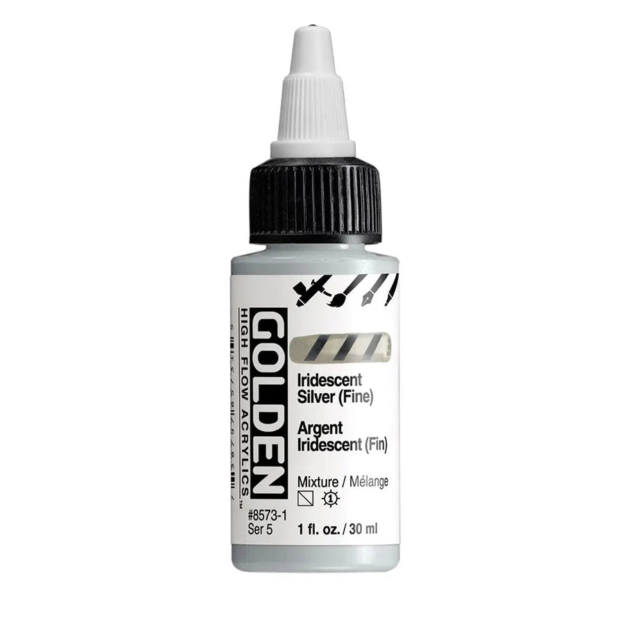 Golden High Flow Acrylfarbe Irisierende Silber (Fein) 30 ml - Kidis Art