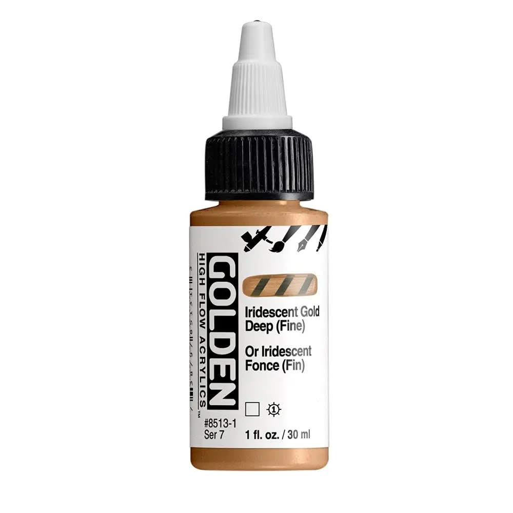 Golden High Flow Acrylfarbe Irisierende Tiefgold (fein) 30 ml - Kidis Art
