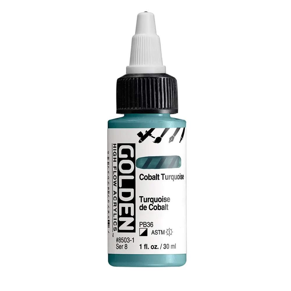 Golden High Flow Acrylfarbe Kobaltturkis 30 ml - Kidis Art