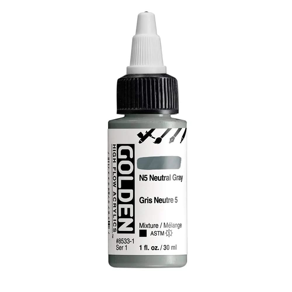Golden High Flow Acrylfarbe N5 Neutral Grau 30 ml - Kidis Art