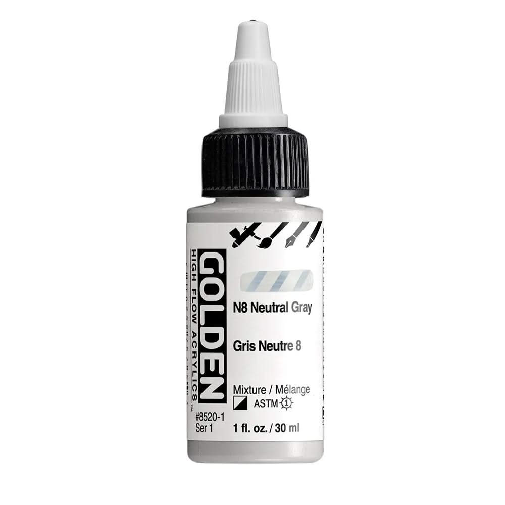 Golden High Flow Acrylfarbe N8 Neutral Grau 30 ml - Kidis Art