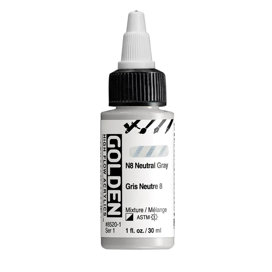 Golden High Flow Acrylfarbe N8 Neutral Grau 30 ml - Kidis Art