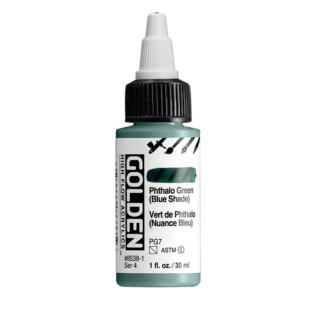 Golden High Flow Acrylfarbe Phthalogrun Blauton 30 ml - Kidis Art