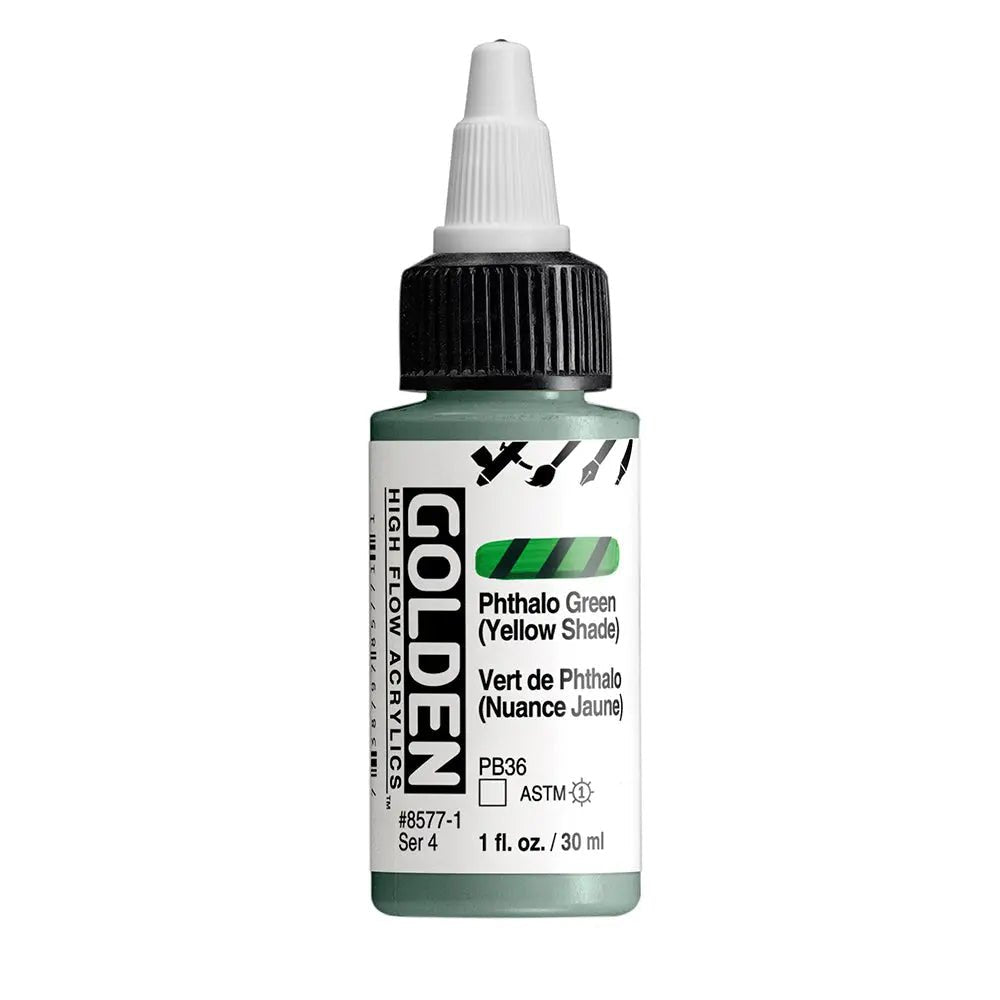 Golden High Flow Acrylfarbe Phthalogrun Gelbton 30 ml - Kidis Art
