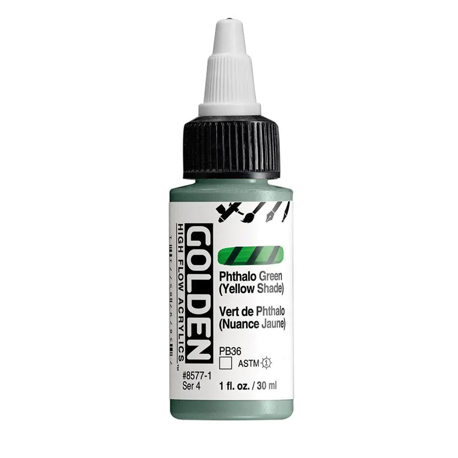 Golden High Flow Acrylfarbe Phthalogrun Gelbton 30 ml - Kidis Art