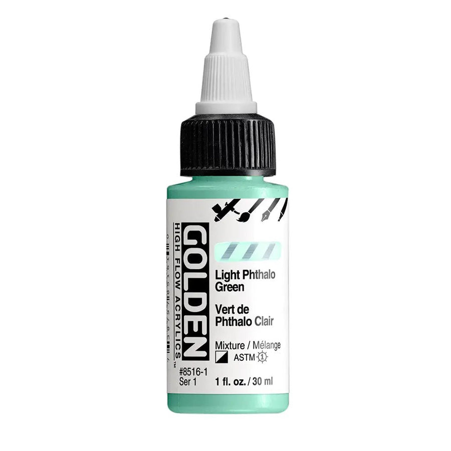 Golden High Flow Acrylfarbe Phthalogrun Hell. 30 ml - Kidis Art