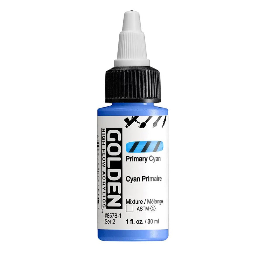 Golden High Flow Acrylfarbe Primarcyan 30 ml - Kidis Art