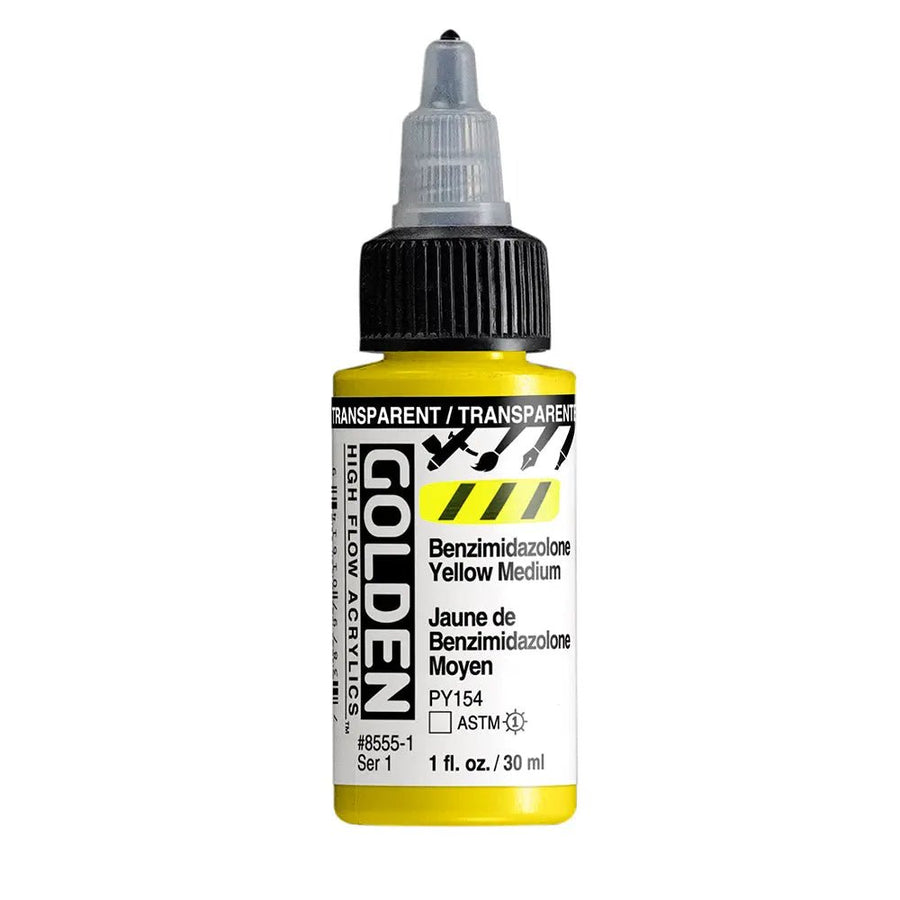 Golden High Flow Acrylfarbe Transparent Benzimidazolongelb Mittel 30 ml - Kidis Art