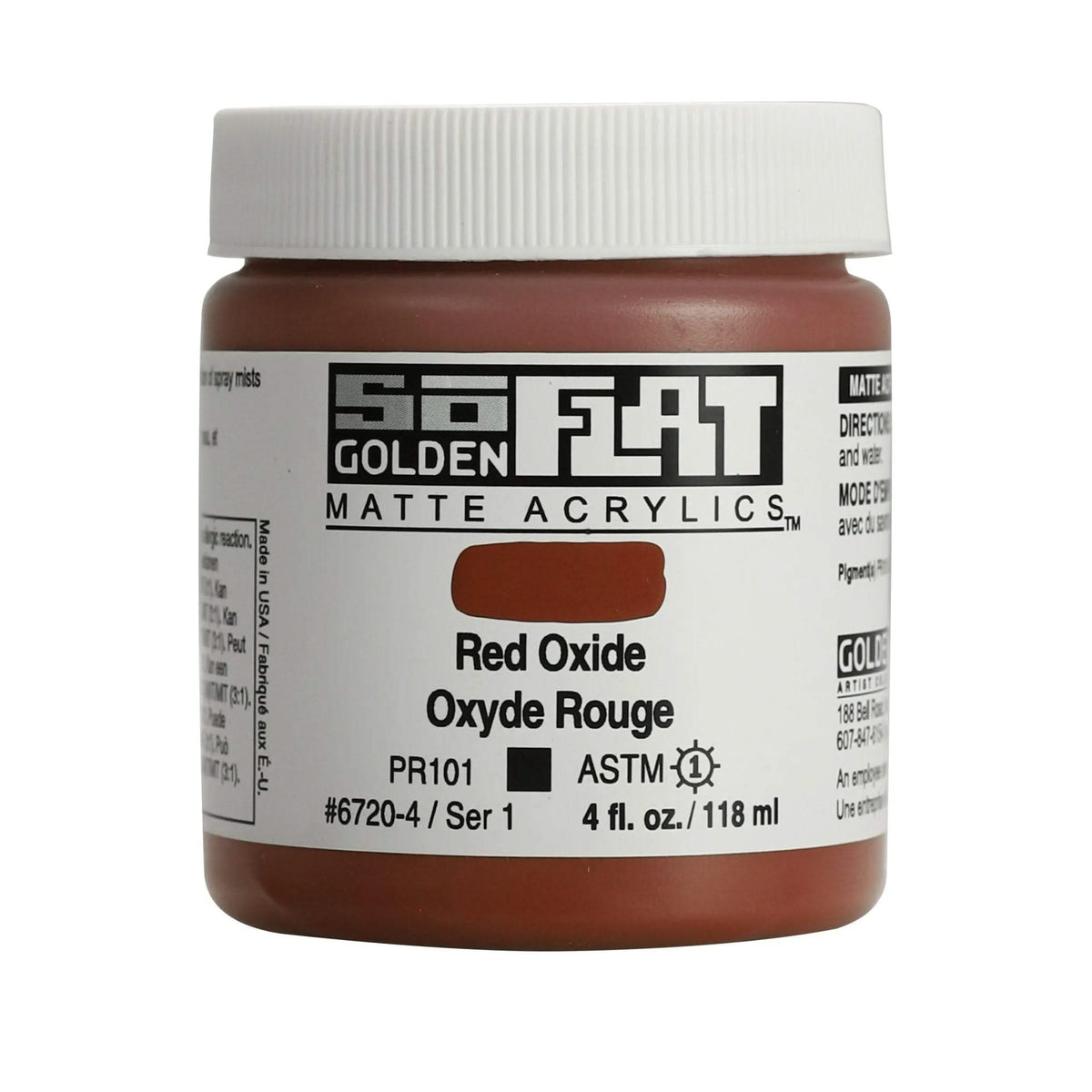 Golden SoFlat Acrylfarbe Rotoxid 4 Oz. / 118 ml - Kidis Art