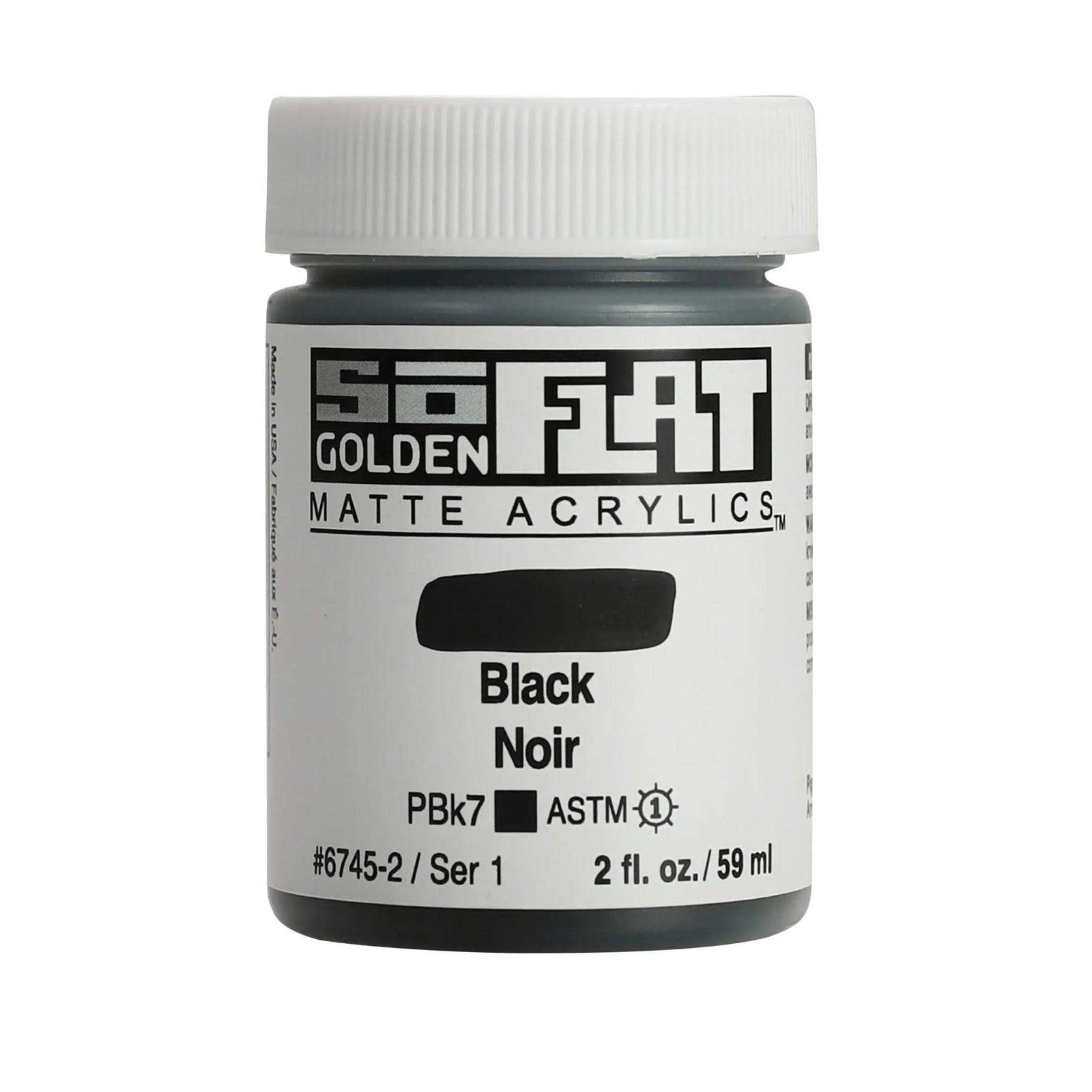 Golden SoFlat Acrylfarbe Schwarz 2 Oz. / 59 ml - Kidis Art