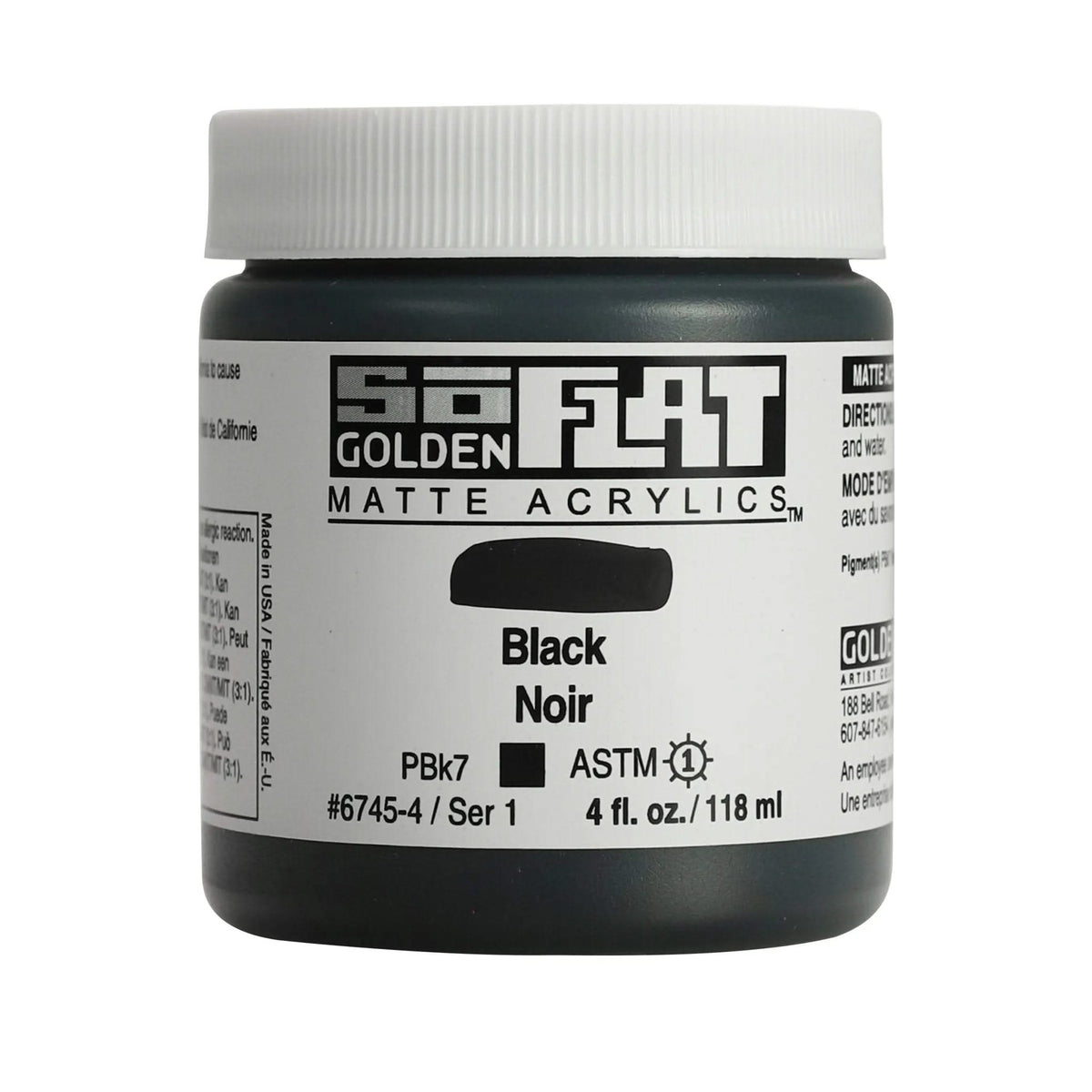 Golden SoFlat Acrylfarbe Schwarz 4 Oz. / 118 ml - Kidis Art