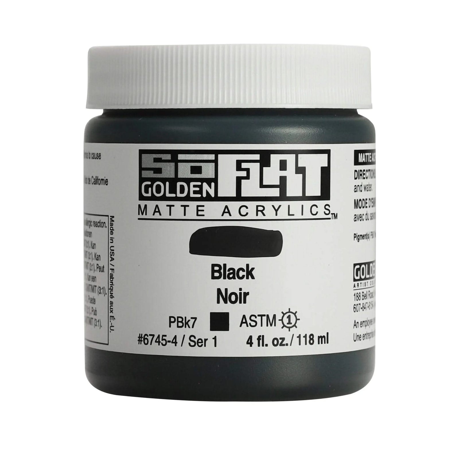 Golden SoFlat Acrylfarbe Schwarz 4 Oz. / 118 ml - Kidis Art